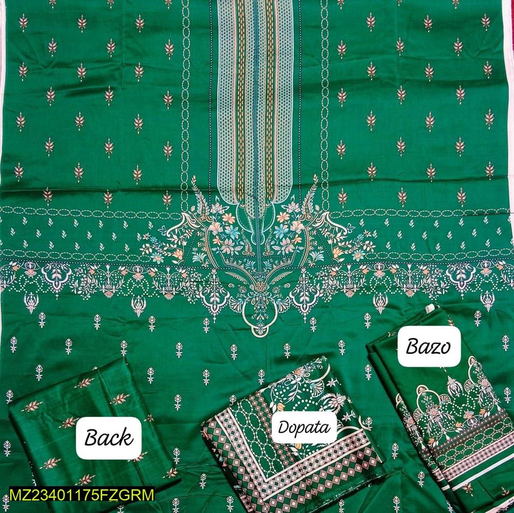 2 pcs women's unstitched linen printed suit 2 pcs women's unstitched linen printed suit