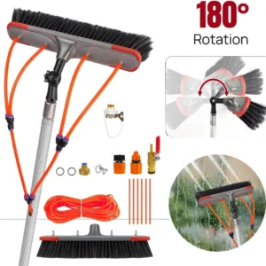 7m water fed window cleaning pole kit telescopic solar panel brush equipment